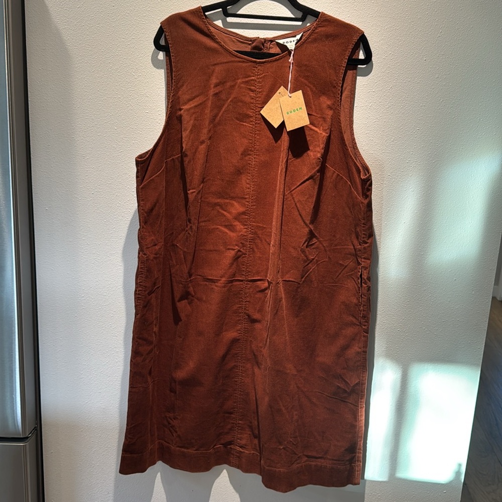 NWT Boden Corduroy Shift Dress in Sienna/Rust color